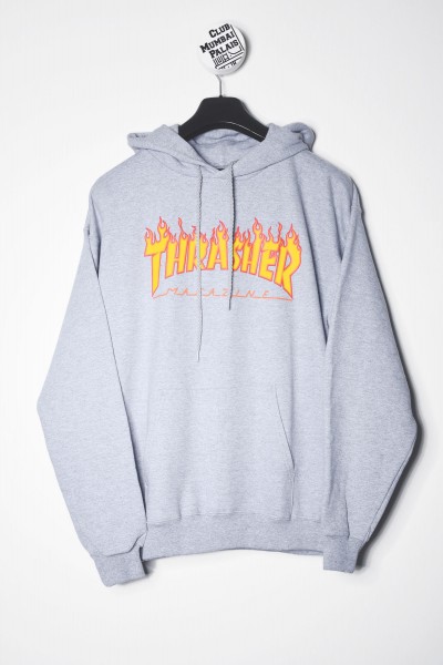 Thrasher Magazine Kapuzenpullover / Hoodie Flame graumeliert / Sweatshirt kaufen