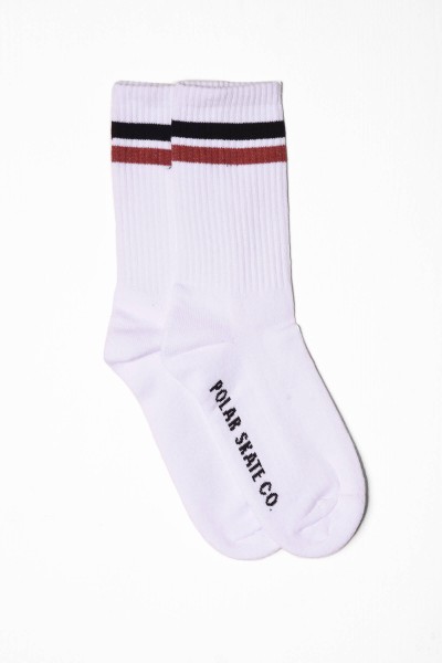 Polar Skate Co Socks Stripe weiß schwarz rot online bestellen
